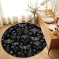 thumbnail image 1 of Round Rugs 5Ft, Butterfly Botanical Round Area Rug Washable Indoor Throw Carpet, Black Summer Plants Line Art Soft Non Slip Circle Rug for Cabinet Bathroom Home Decor Aesthetic, 1 of 8