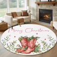 thumbnail image 1 of Round Rugs 5Ft, Christmas Round Area Rug Washable Indoor Throw Carpet, Cowboy Xmas Botanical Watercolor Soft Non Slip Circle Rug for Cabinet Bathroom Home Decor Aesthetic, 1 of 8