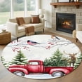 thumbnail image 1 of Round Rugs 5Ft, Christmas Round Area Rug Washable Indoor Throw Carpet, Red Truck Birds Xmas Tree Snowflake Winter Soft Non Slip Circle Rug for Cabinet Bathroom Home Decor Aesthetic, 1 of 8