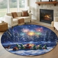 thumbnail image 1 of Round Rugs 5Ft, Christmas Round Area Rug Washable Indoor Throw Carpet, Santa Gnomes Xmas Tree Snowflake Soft Non Slip Circle Rug for Cabinet Bathroom Home Decor Aesthetic, 1 of 8