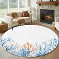 thumbnail image 1 of Round Rugs 5Ft, Coastal Coral Round Area Rug Washable Indoor Throw Carpet, Blue Ocean Starfish Seagrass Watercolor Soft Non Slip Circle Rug for Cabinet Bathroom Home Decor Aesthetic, 1 of 8
