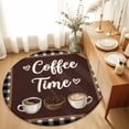 thumbnail image 1 of Round Rugs 5Ft, Coffee Time Round Area Rug Washable Indoor Throw Carpet, Vintage Farmhouse Coffee Beans Black Plaid Soft Non Slip Circle Rug for Cabinet Bathroom Home Decor Aesthetic, 1 of 8