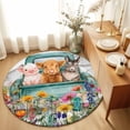 thumbnail image 1 of Round Rugs 5Ft, Country Farm Round Area Rug Washable Indoor Throw Carpet, Farmhouse Pig Cow Horse Truck Flowers Barn Soft Non Slip Circle Rug for Cabinet Bathroom Home Decor Aesthetic, 1 of 8