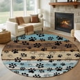thumbnail image 1 of Round Rugs 5Ft, Cute Dog Claws Round Area Rug Washable Indoor Throw Carpet, Farmhouse Blue Wooden Puppy Pawprints Soft Non Slip Circle Rug for Cabinet Bathroom Home Decor Aesthetic, 1 of 8