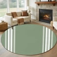 thumbnail image 1 of Round Rugs 5Ft, Dark Sage Green Round Area Rug Washable Indoor Throw Carpet, Farmhouse Sage Green White Striped Soft Non Slip Circle Rug for Cabinet Bathroom Home Decor Aesthetic, 1 of 8