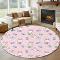 thumbnail image 1 of Round Rugs 5Ft, Easter Bunny Round Area Rug Washable Indoor Throw Carpet, Cute Rabbits Eggs Tulips Flowers Rustic Pink Soft Non Slip Circle Rug for Cabinet Bathroom Home Decor Aesthetic, 1 of 8
