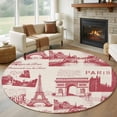thumbnail image 1 of Round Rugs 5Ft, Eiffel Tower Round Area Rug Washable Indoor Throw Carpet, Romantic European Architectural Cultural Art Soft Non Slip Circle Rug for Cabinet Bathroom Home Decor Aesthetic, 1 of 8
