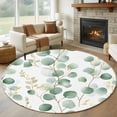 thumbnail image 1 of Round Rugs 5Ft, Eucalyptus Leaves Round Area Rug Washable Indoor Throw Carpet, Green Gold Spring Botanical Branch Soft Non Slip Circle Rug for Cabinet Bathroom Home Decor Aesthetic, 1 of 8
