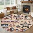 thumbnail image 1 of Round Rugs 5Ft, Farmhouse 4th of July Round Area Rug Washable Indoor Throw Carpet, American Country Star Rustic Soft Non Slip Circle Rug for Cabinet Bathroom Home Decor Aesthetic, 1 of 8