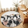thumbnail image 1 of Round Rugs 5Ft, Funny Cows Round Area Rug Washable Indoor Throw Carpet, Retro Country Animals Floral Wreath Farmhouse Beige Soft Non Slip Circle Rug for Cabinet Bathroom Home Decor Aesthetic, 1 of 8