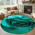 thumbnail image 1 of Round Rugs 5Ft, Green Rose Round Area Rug Washable Indoor Throw Carpet, Elegance Fantasy Flowers Romantic Soft Non Slip Circle Rug for Cabinet Bathroom Home Decor Aesthetic, 1 of 8