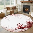 thumbnail image 1 of Round Rugs 5Ft, Halloween Red Blood Round Area Rug Washable Indoor Throw Carpet, Horror Bloody Handprint Soft Non Slip Circle Rug for Cabinet Bathroom Home Decor Aesthetic, 1 of 8