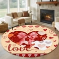 thumbnail image 1 of Round Rugs 5Ft, Happy Valentine's Day Round Area Rug Washable Indoor Throw Carpet, Yellow Love Hearts Romantic Soft Non Slip Circle Rug for Cabinet Bathroom Home Decor Aesthetic, 1 of 8