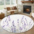 thumbnail image 1 of Round Rugs 5Ft, Lavender Floral Round Area Rug Washable Indoor Throw Carpet, Spring Flowers Botanical Plants Soft Non Slip Circle Rug for Cabinet Bathroom Home Decor Aesthetic, 1 of 8