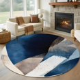 thumbnail image 1 of Round Rugs 5Ft, Navy Blue Round Area Rug Washable Indoor Throw Carpet, Contemporary Modern Geometric Abstract Soft Non Slip Circle Rug for Cabinet Bathroom Home Decor Aesthetic, 1 of 8