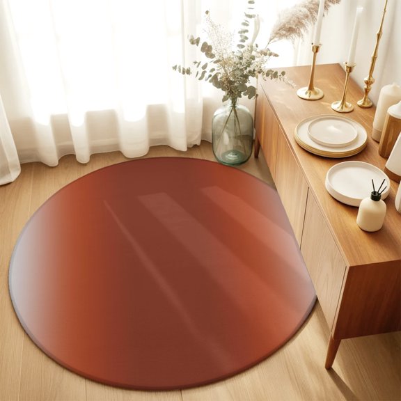 Round Rugs 5Ft, Ombre Brick Red Round Area Rug Washable Indoor Throw Carpet, Solid Color Gradient Minimalist Modern Soft Non Slip Circle Rug for Cabinet Bathroom Home Decor Aesthetic