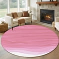 thumbnail image 1 of Round Rugs 5Ft, Ombre Waves Round Area Rug Washable Indoor Throw Carpet, Abstract Art Gradient Pink Modern Soft Non Slip Circle Rug for Cabinet Bathroom Home Decor Aesthetic, 1 of 8