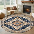 thumbnail image 1 of Round Rugs 5Ft, Orange Blue Southwestern Round Area Rug Washable Indoor Throw Carpet, Antique Boho Farmhouse Ethnic Soft Non Slip Circle Rug for Cabinet Bathroom Home Decor Aesthetic, 1 of 8