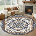 thumbnail image 1 of Round Rugs 5Ft, Orange Brown Southwestern Round Area Rug Washable Indoor Throw Carpet, Boho Traditional Ethnic Classical Soft Non Slip Circle Rug for Cabinet Bathroom Home Decor Aesthetic, 1 of 8