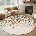 thumbnail image 1 of Round Rugs 5Ft, Orange Green Eucalyptus Leaves Round Area Rug Washable Indoor Throw Carpet, Fall Botanical Rustic Soft Non Slip Circle Rug for Cabinet Bathroom Home Decor Aesthetic, 1 of 8
