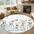 thumbnail image 1 of Round Rugs 5Ft, Pastoral Floral Round Area Rug Washable Indoor Throw Carpet, Colorful Flowers Butterflies Garden Soft Non Slip Circle Rug for Cabinet Bathroom Home Decor Aesthetic, 1 of 8