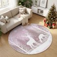 thumbnail image 1 of Round Rugs 5Ft, Pink Christmas Round Area Rug Washable Indoor Throw Carpet, Xmas Elk Tree Snowflake Soft Non Slip Circle Rug for Cabinet Bathroom Home Decor, 1 of 8