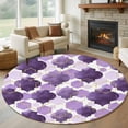 thumbnail image 1 of Round Rugs 5Ft, Purple Geometric Moroccan Round Area Rug Washable Indoor Throw Carpet, Abstract Art Purple Ombre Modern Soft Non Slip Circle Rug for Cabinet Bathroom Home Decor Aesthetic, 1 of 8