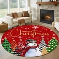 thumbnail image 1 of Round Rugs 5Ft, Red Christmas Round Area Rug Washable Indoor Throw Carpet, Xmas Snowman Snowflake Tree Green Soft Non Slip Circle Rug for Cabinet Bathroom Home Decor Aesthetic, 1 of 8