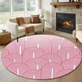 thumbnail image 1 of Round Rugs 5Ft, Red Ombre Round Area Rug Washable Indoor Throw Carpet, Farmhouse Stripes Modern Abstract Art Soft Non Slip Circle Rug for Cabinet Bathroom Home Decor Aesthetic, 1 of 8