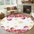 thumbnail image 1 of Round Rugs 5Ft, Red Pink Christmas Balls Round Area Rug Washable Indoor Throw Carpet, Xmas Poinsettia Yellow Winter Snowflake Soft Non Slip Circle Rug for Cabinet Bathroom Home Decor Aesthetic, 1 of 8