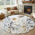 thumbnail image 1 of Round Rugs 5Ft, Rustic Flowers Round Area Rug Washable Indoor Throw Carpet, Watercolor Botanical Floral Herbs Plants Soft Non Slip Circle Rug for Cabinet Bathroom Home Decor Aesthetic, 1 of 8