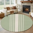 thumbnail image 1 of Round Rugs 5Ft, Sage Green Beige Striped Round Area Rug Washable Indoor Throw Carpet, Modern Farmhouse Retro Lines Soft Non Slip Circle Rug for Cabinet Bathroom Home Decor Aesthetic, 1 of 8