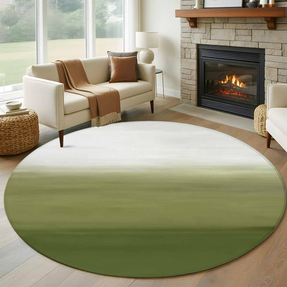 Round Rugs 5Ft, Sage Green Ombre Round Area Rug Washable Indoor Throw Carpet, Modern Abstract Art Texture Soft Non Slip Circle Rug for Cabinet Bathroom Home Decor Aesthetic