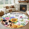 thumbnail image 1 of Round Rugs 5Ft, Spring Dog Round Area Rug Washable Indoor Throw Carpet, Vintage Watercolor Botanical Floral Sunflower Soft Non Slip Circle Rug for Cabinet Bathroom Home Decor Aesthetic, 1 of 8