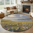 thumbnail image 1 of Round Rugs 5Ft, Spring Floral Round Area Rug Washable Indoor Throw Carpet, Botanical Farmhouse Modern Oil Painting Soft Non Slip Circle Rug for Cabinet Bathroom Home Decor Aesthetic, 1 of 8
