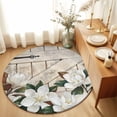 thumbnail image 1 of Round Rugs 5Ft, Spring Floral Round Area Rug Washable Indoor Throw Carpet, White Magnolia Flowers Barn Door Farmhouse Beige Soft Non Slip Circle Rug for Cabinet Bathroom Home Decor Aesthetic, 1 of 8