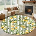 thumbnail image 1 of Round Rugs 5Ft, Spring Lemon Round Area Rug Washable Indoor Throw Carpet, Botanical Plants Sage Green Stripes Soft Non Slip Circle Rug for Cabinet Bathroom Home Decor Aesthetic, 1 of 8