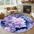 thumbnail image 1 of Round Rugs 5Ft, Spring Purple Hydrangea Round Area Rug Washable Indoor Throw Carpet, Country Flowers Garden Plants Soft Non Slip Circle Rug for Cabinet Bathroom Home Decor Aesthetic, 1 of 8