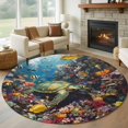 thumbnail image 1 of Round Rugs 5Ft, Summer Turtle Round Area Rug Washable Indoor Throw Carpet, Beach Ocean Coral Colorful Tropical Fish Soft Non Slip Circle Rug for Cabinet Bathroom Home Decor Aesthetic, 1 of 8