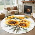 thumbnail image 1 of Round Rugs 5Ft, Sunflower Round Area Rug Washable Indoor Throw Carpet, Wildflower Garden Floral Watercolor Yellow Soft Non Slip Circle Rug for Cabinet Bathroom Home Decor Aesthetic, 1 of 8