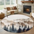 thumbnail image 1 of Round Rugs 5Ft, Tan Trees Forest Round Area Rug Washable Indoor Throw Carpet, Mountain Woods Natural Scenery Soft Non Slip Circle Rug for Cabinet Bathroom Home Decor Aesthetic, 1 of 8