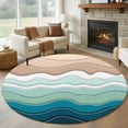 thumbnail image 1 of Round Rugs 5Ft, Teal Blue Ombre Stripe Round Area Rug Washable Indoor Throw Carpet, Abstract Summer Beach Coastal Soft Non Slip Circle Rug for Cabinet Bathroom Home Decor Aesthetic, 1 of 8
