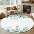 thumbnail image 1 of Round Rugs 5Ft, Teal Botanical Round Area Rug Washable Indoor Throw Carpet, Spring Floral Summer Eucalyptus Leaf Soft Non Slip Circle Rug for Cabinet Bathroom Home Decor Aesthetic, 1 of 8