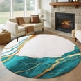 thumbnail image 1 of Round Rugs 5Ft, Turquoise Marble Round Area Rug Washable Indoor Throw Carpet, Modern Ink Painting Art Abstract Soft Non Slip Circle Rug for Cabinet Bathroom Home Decor Aesthetic, 1 of 8