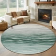 thumbnail image 1 of Round Rugs 5Ft, Turquoise Ombre Round Area Rug Washable Indoor Throw Carpet, Moire Modern Abstract Art Soft Non Slip Circle Rug for Cabinet Bathroom Home Decor Aesthetic, 1 of 8