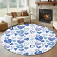 thumbnail image 1 of Round Rugs 5Ft, Valentine's Day Round Area Rug Washable Indoor Throw Carpet, Blue Love Heart Romantic Me You Soft Non Slip Circle Rug for Cabinet Bathroom Home Decor Aesthetic, 1 of 8