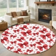 thumbnail image 1 of Round Rugs 5Ft, Valentine's Day Round Area Rug Washable Indoor Throw Carpet, Red Bows Love Heart Romantic Minimalist Soft Non Slip Circle Rug for Cabinet Bathroom Home Decor Aesthetic, 1 of 8
