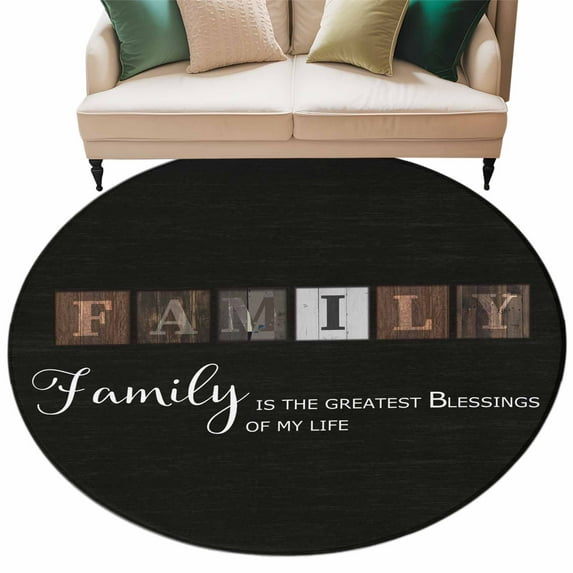 Round Rugs 6 Ft, Black Non Slip Area Rugs for Kitchen Bedroom Entryway, Farmhouse Country Vintage Wooden Grain Plaid Washable Carpet Runner Rug Floor Mats for Bedroom Home Decor