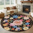thumbnail image 1 of Round Rugs 6 Ft, Boho Pink Flower Non Slip Area Rugs for Kitchen Bedroom Entryway, Spring Watercolor Country Floral Plant Washable Carpet Runner Rug Floor Mats for Bedroom Home Decor, 1 of 8