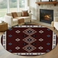 thumbnail image 1 of Round Rugs 6 Ft, Brown Boho Non Slip Area Rugs for Kitchen Bedroom Entryway, Vintage Ethnic Tribe Washable Carpet Runner Rug Floor Mats for Bedroom Home Decor Abstract Art, 1 of 9